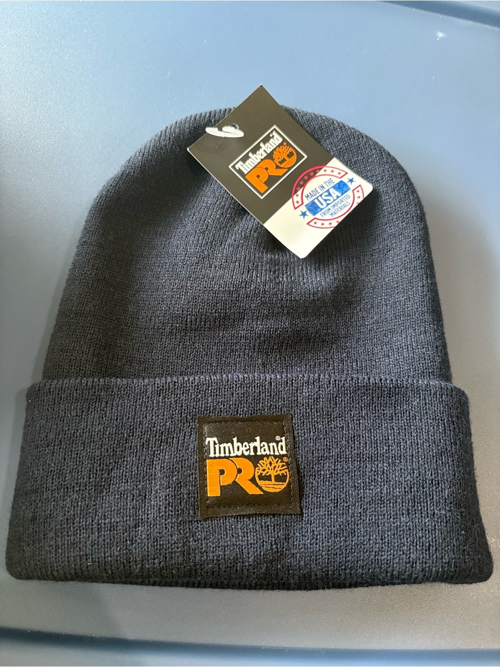 Timberland PRO Men's Dark Gray Knit Cuffed Beanie with Logo Patch